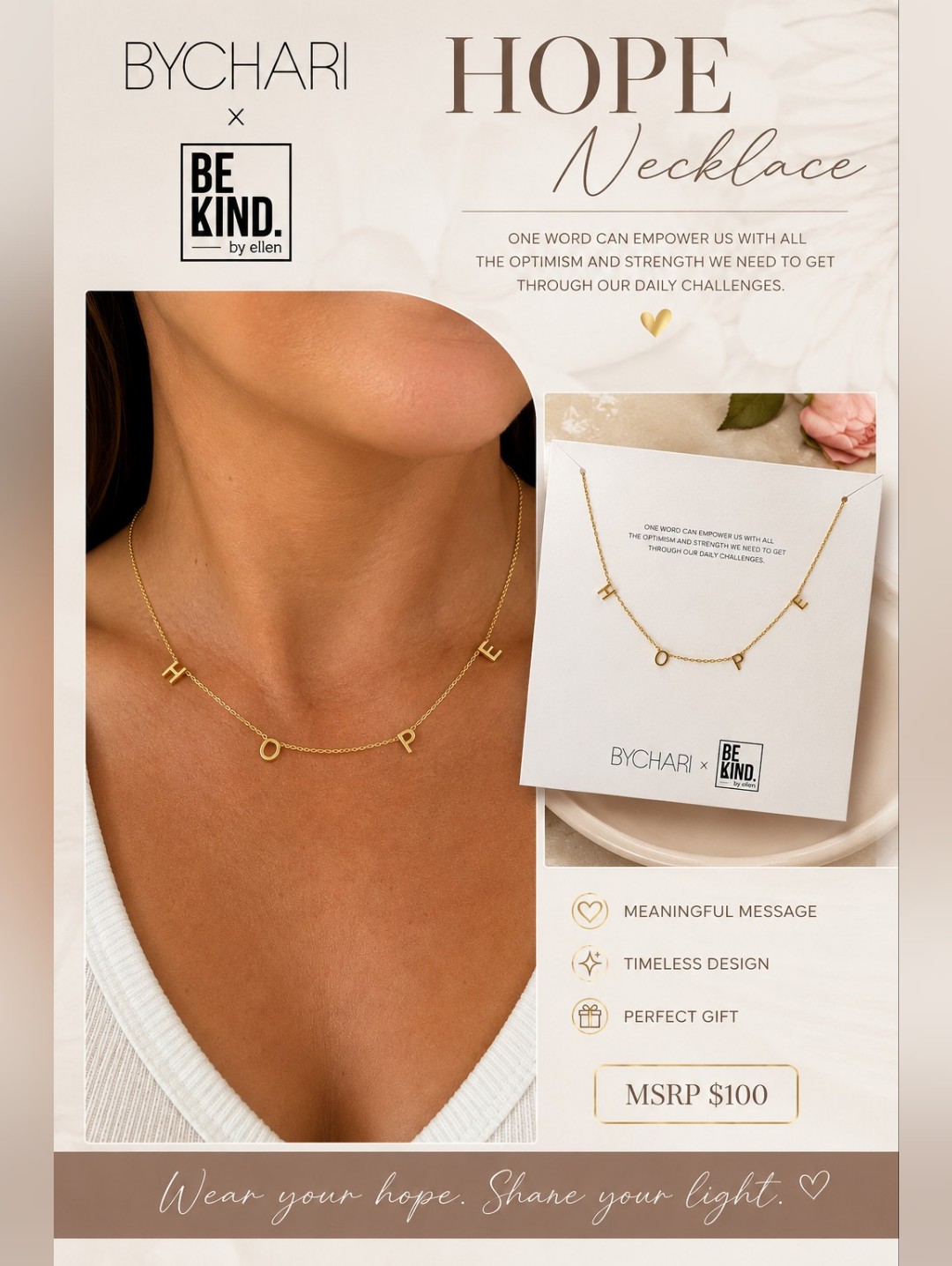 Bychari X Be Kind By Ellen "Hope" Necklace - Msrp $100 - Nwt — image 8 of 8